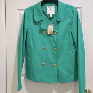 Teal Peacoat with Gold Accents